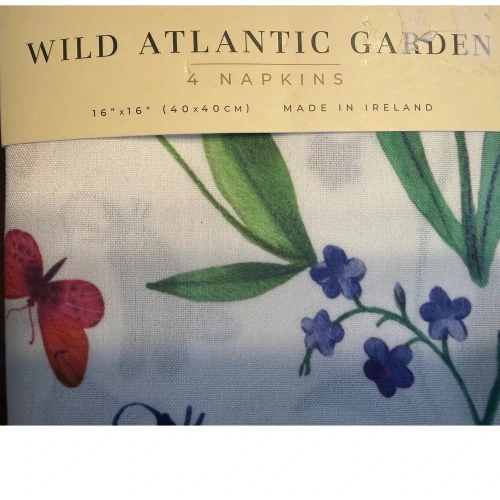 Charles Gallen Wild Atlantic Garden 4 Napkins Set Floral Made in Ireland 16x16